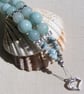 Aquamarine & Larimar Gemstone Crystal Beaded Bracelet "Caribbean Blues" - Image 5