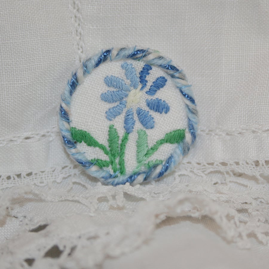 Embroidered Brooch from recycled linens