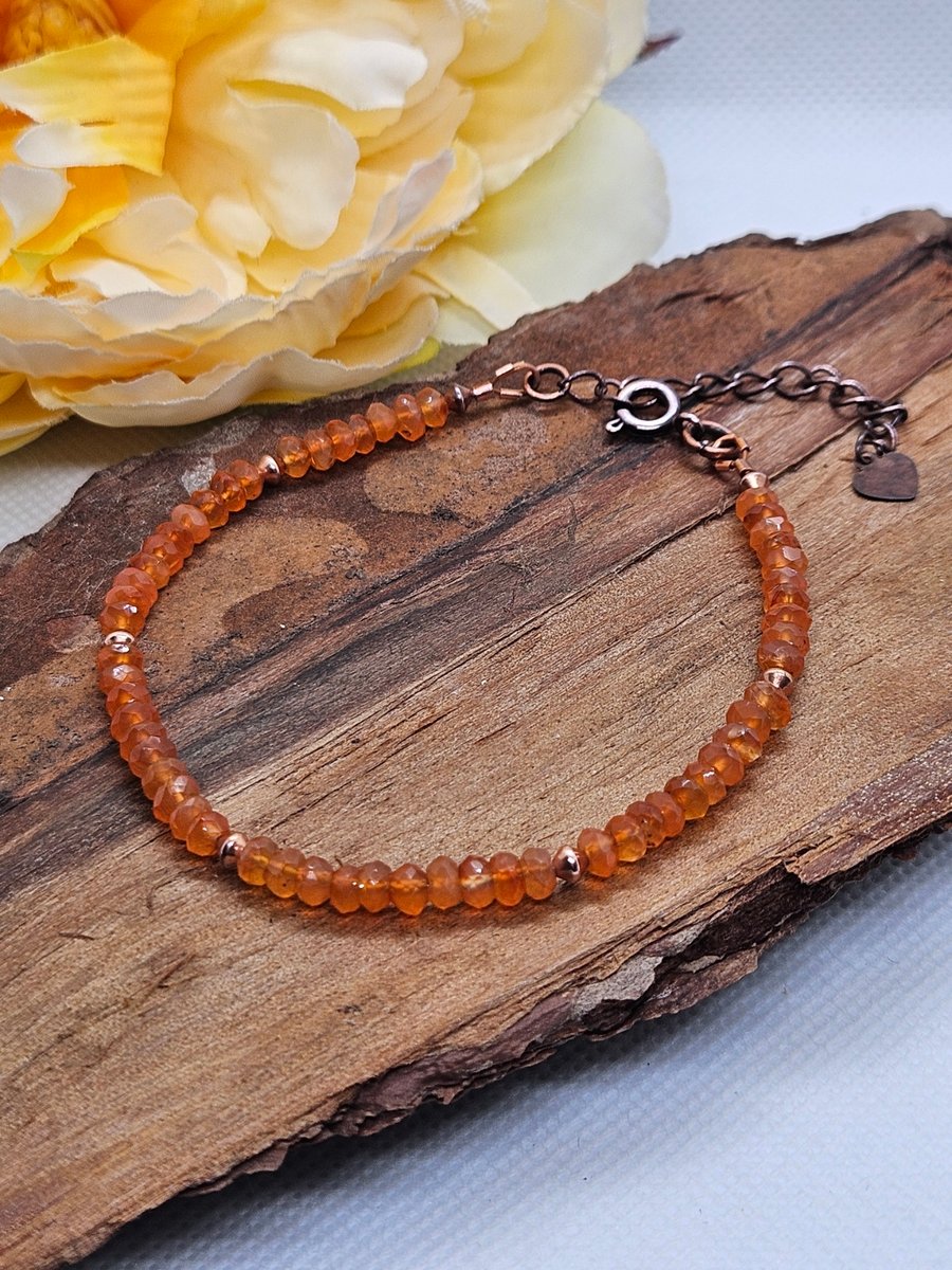 Carnelian and copper extendable bracelet