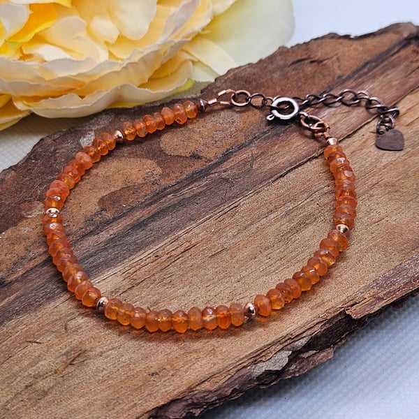 Carnelian and copper extendable bracelet
