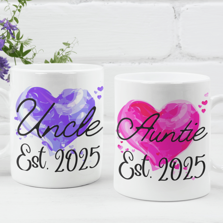 Auntie & Uncle Set Of Two Mugs New Auntie and Uncle 2025 Mugs Couple Gift Cute 