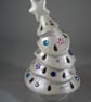 White Glittery Ceramic Xmas Christmas Tree Candle Tea Light Holder Decoration.   - Image 3