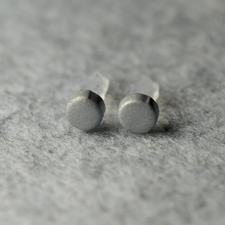 Silver Coloured Polymer Clay Earrings 