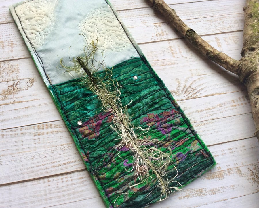 Embroidered landscape bookmark. 