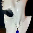 Handmade Silver Tone Purple Resin Pendant Necklace