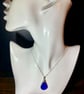 Handmade Silver Tone Purple Resin Pendant Necklace