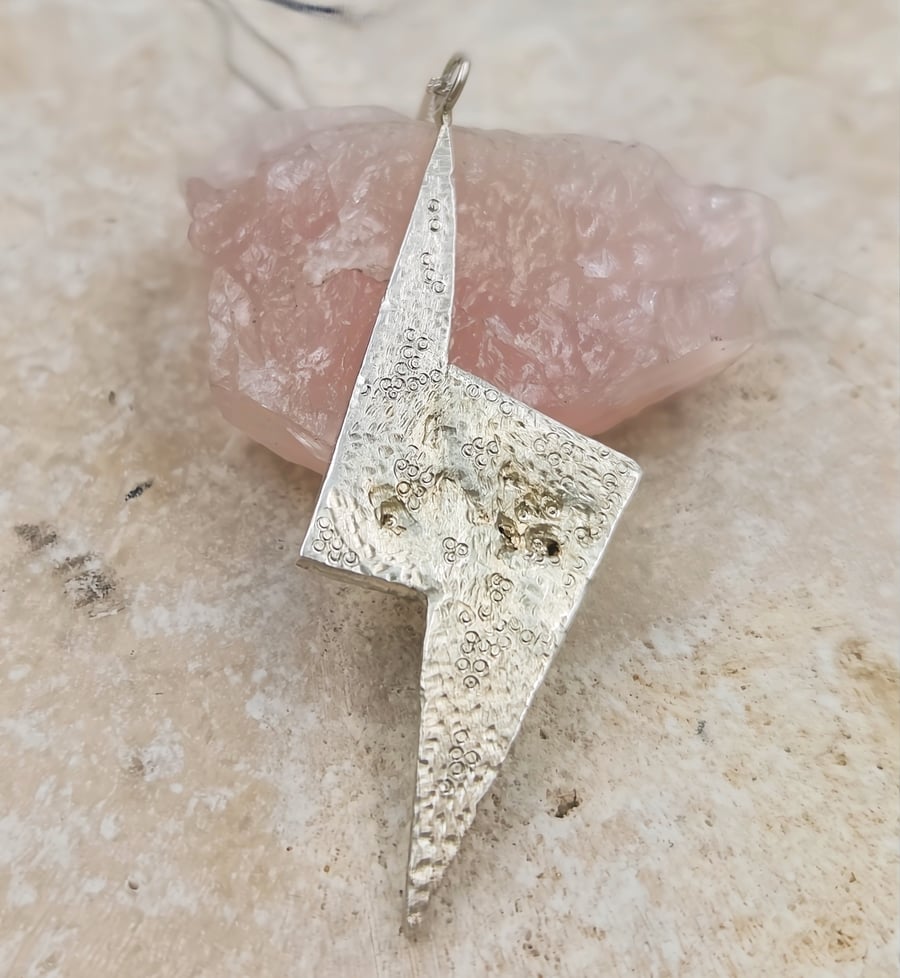 Molten Sterling Silver Lightning Bolt Pendant – One-of-a-Kind