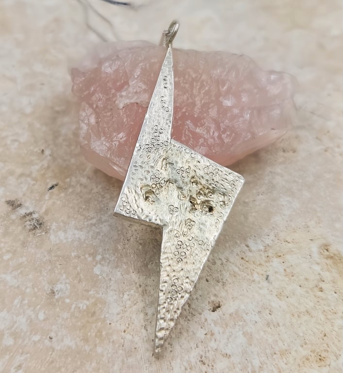 Molten Sterling Silver Lightning Bolt Pendant – One-of-a-Kind