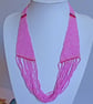  Handmade Loom Woven Bead Necklace - Totally Pink - Perfectly Imperfect - Image 3