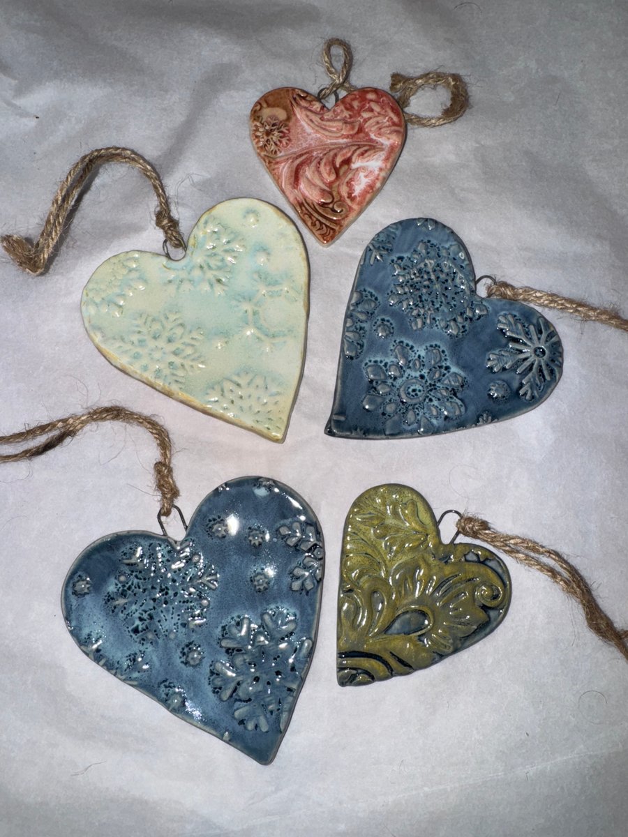 Ceramic hand made hearts 3