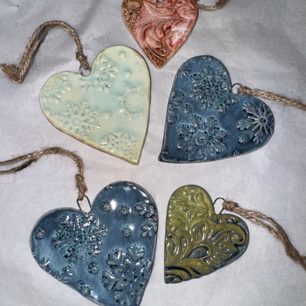 Ceramic hand made hearts 3