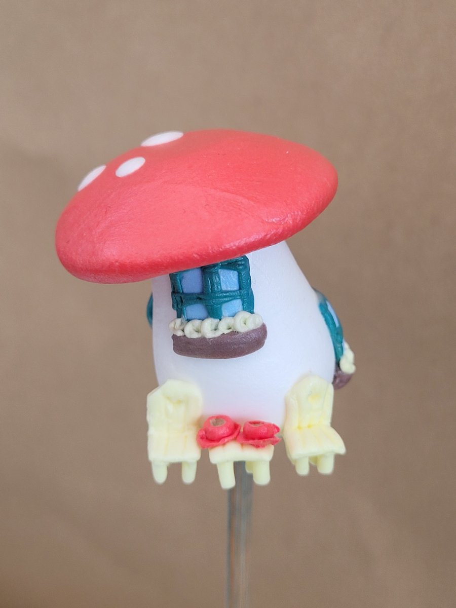 Tea for Two Mushroom Fairy home House Plant Pot Ornament  - Pot Pal 