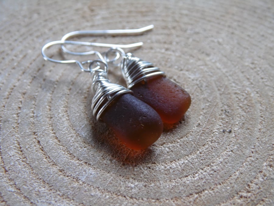 Dainty Light Amber Cornish Mermaid Tear Earrings, Sterling Silver E567