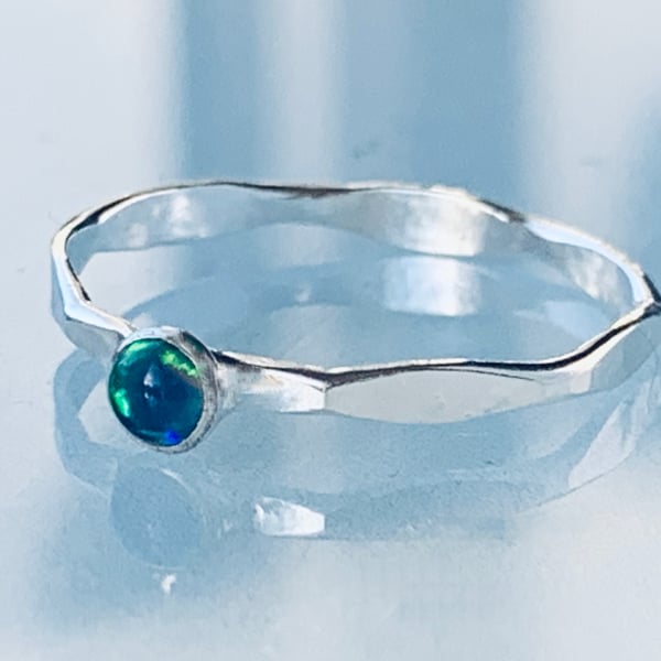 Recycled Sterling Silver Opal Ring