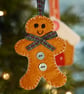 Festive felt decoration trio, Reindeer, Gingerbread person, Gingerbread house - Image 3