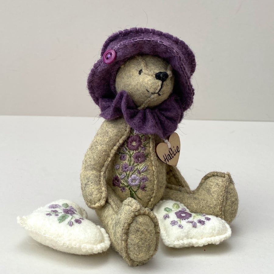 SOLD Reserved for GB, Signature bear, hand embroidered collectable teddy bear