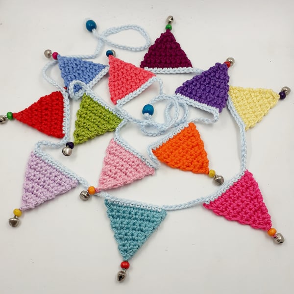 Happy Crochet Mini Bunting  with Bells