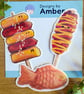 Korean Street Food Holographic Vinyl Sticker Set - Hot Dog Sotteok Bungeoppang - Image 1