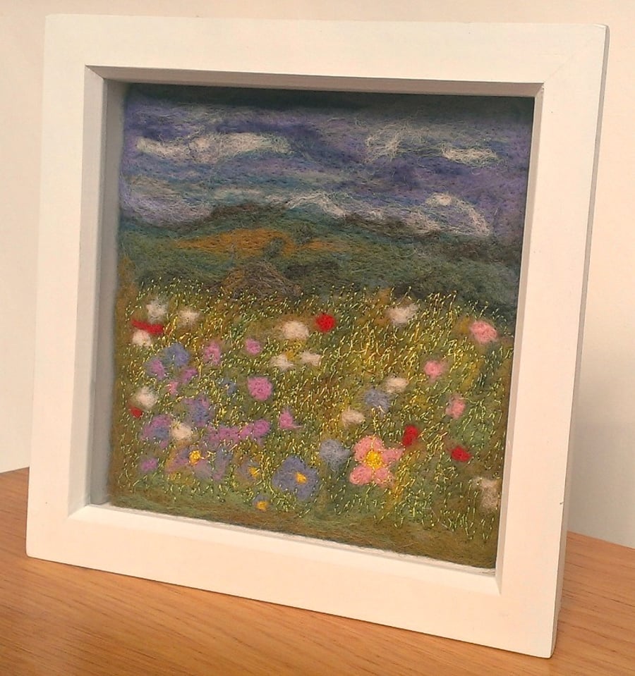 'Meadow Meditation' Needle Felted & Machine Embroidered Picture