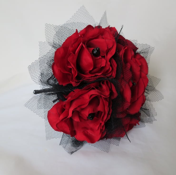 Red Rose & Black Tulle Lace Vintage Gothic ... - Folksy