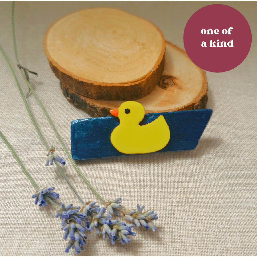 Rubber duck recycled brooch