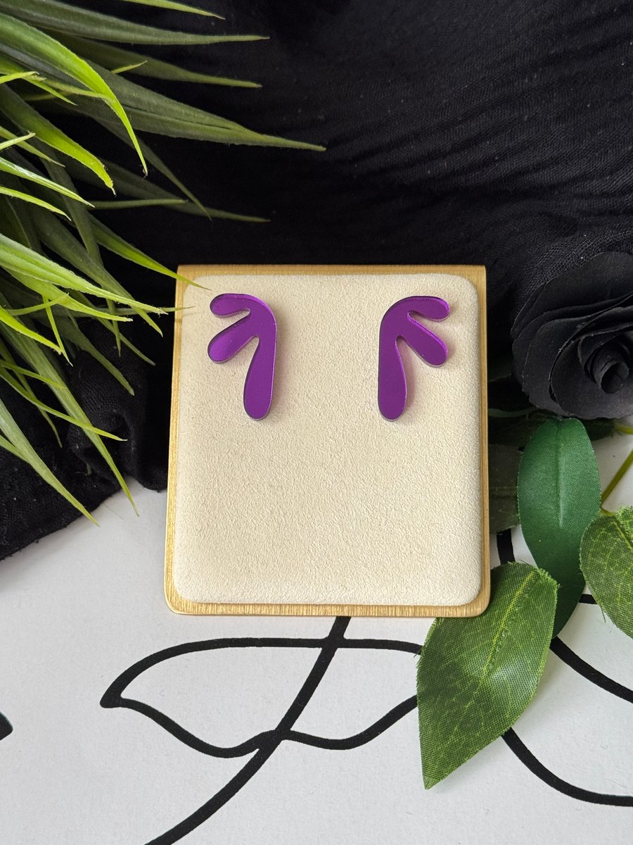 Mirror Purple Matisse Droop Drop Earrings