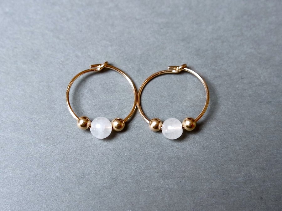 Gold Filled Hoops - Quartz white small