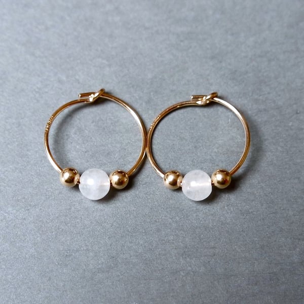 Gold Filled Hoops - Quartz white small