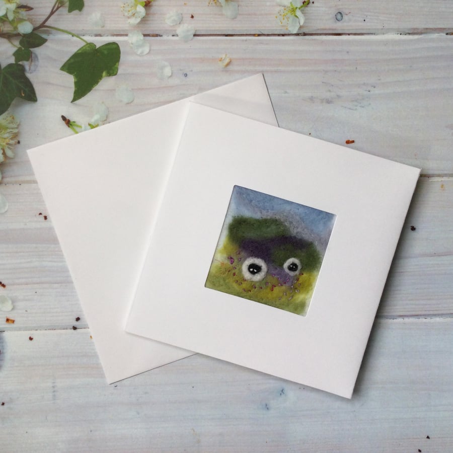 Needle Felted Sheep Picture Greetings Card