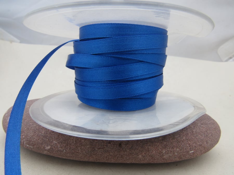5 Metres 7mm Wide Double Satin Royal Blue Ribbon