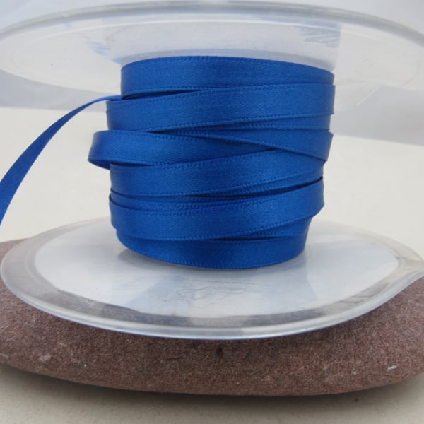 5 Metres 7mm Wide Double Satin Royal Blue Ribbon