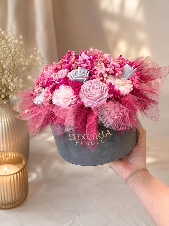 Luxury Flowerbox Candle Gift Set XXLarge Handmade Soy Wax Candle Surprise Her Wi