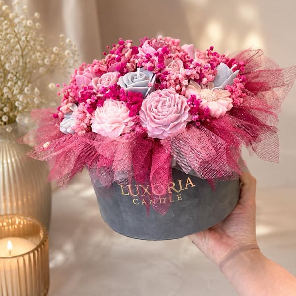 Luxury Flowerbox Candle Gift Set XXLarge Handmade Soy Wax Candle Surprise Her Wi