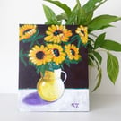 Sunflowers Still Life Painting, Original Flowers Artwork in Acrylic on Canvas