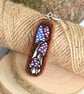Purple Fungi Foray. Pyrography key ring. - Image 2