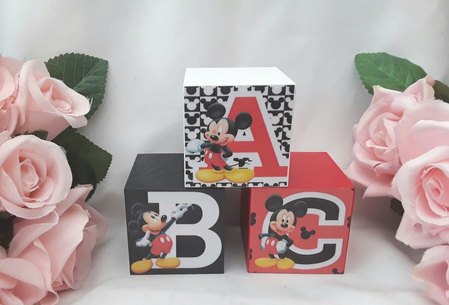 Mickey Mouse Inspired Blocks,Mickey Blocks, Mickey Nursery Decor,Mickey Mouse Ro