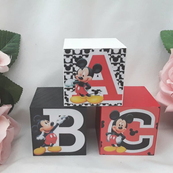 Mickey Mouse Inspired Blocks,Mickey Blocks, Mickey Nursery Decor,Mickey Mouse Ro