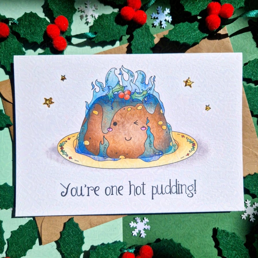 Funny Christmas pudding card, Wife Christmas card, Husband Christmas card