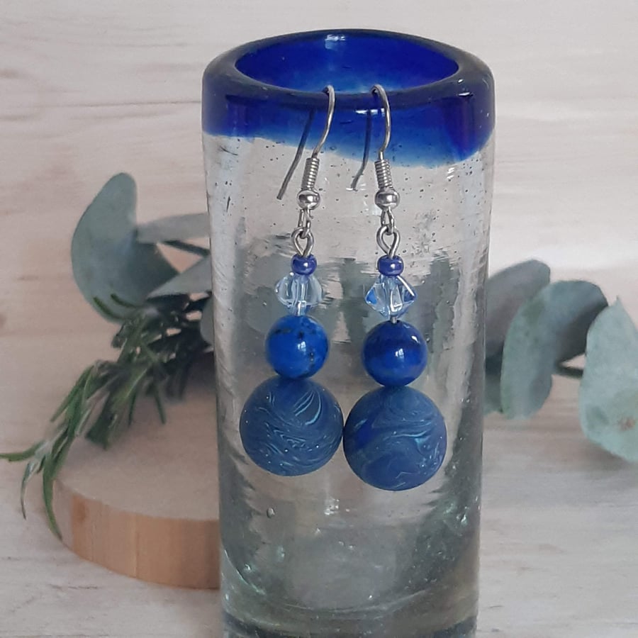 Polymer clay dangly earrings 
