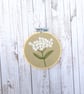Yarrow wildflower hand embroidery hoop art, 4"