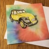 Decoupage card. Card for a car fanatic.