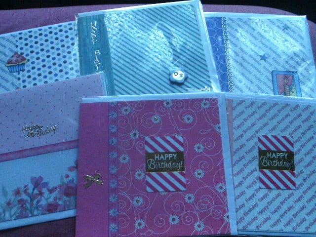Handmade Greetings Cards, Pack of 6, Happy Birthday