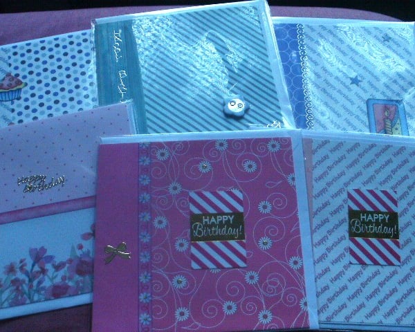 Handmade Greetings Cards, Pack of 6, Happy Birthday