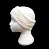 Hand knitted ladies cream headband ear warmer with double diamond cable pattern 