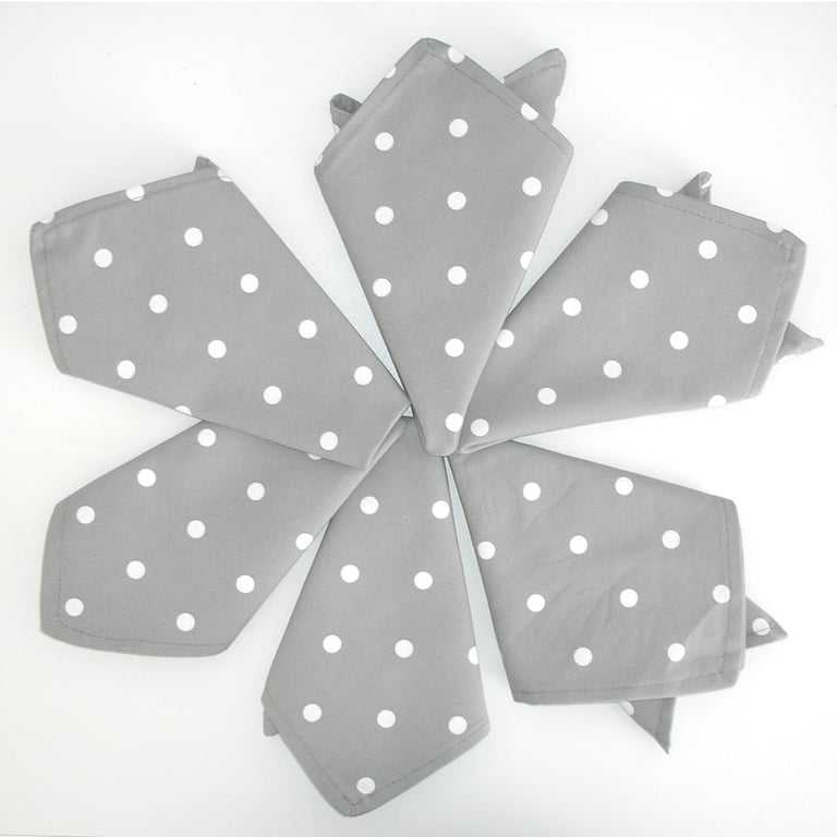 Napkins x 6 Grey and White Polka Dot 14" Serviettes Washable Cotton Cloths
