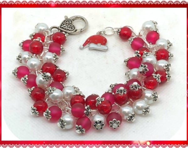 OOAK Santa's Hat cluster bracelet