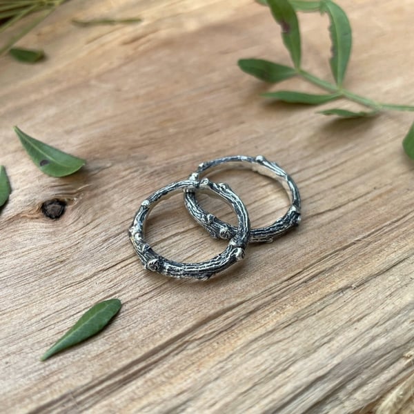 Handmade Silver Twig Wedding Rings
