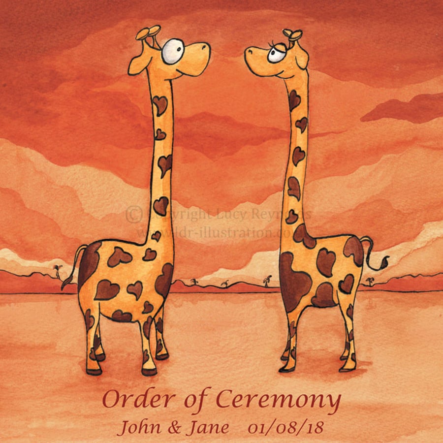 Order of Ceremony Cards - Giraffes