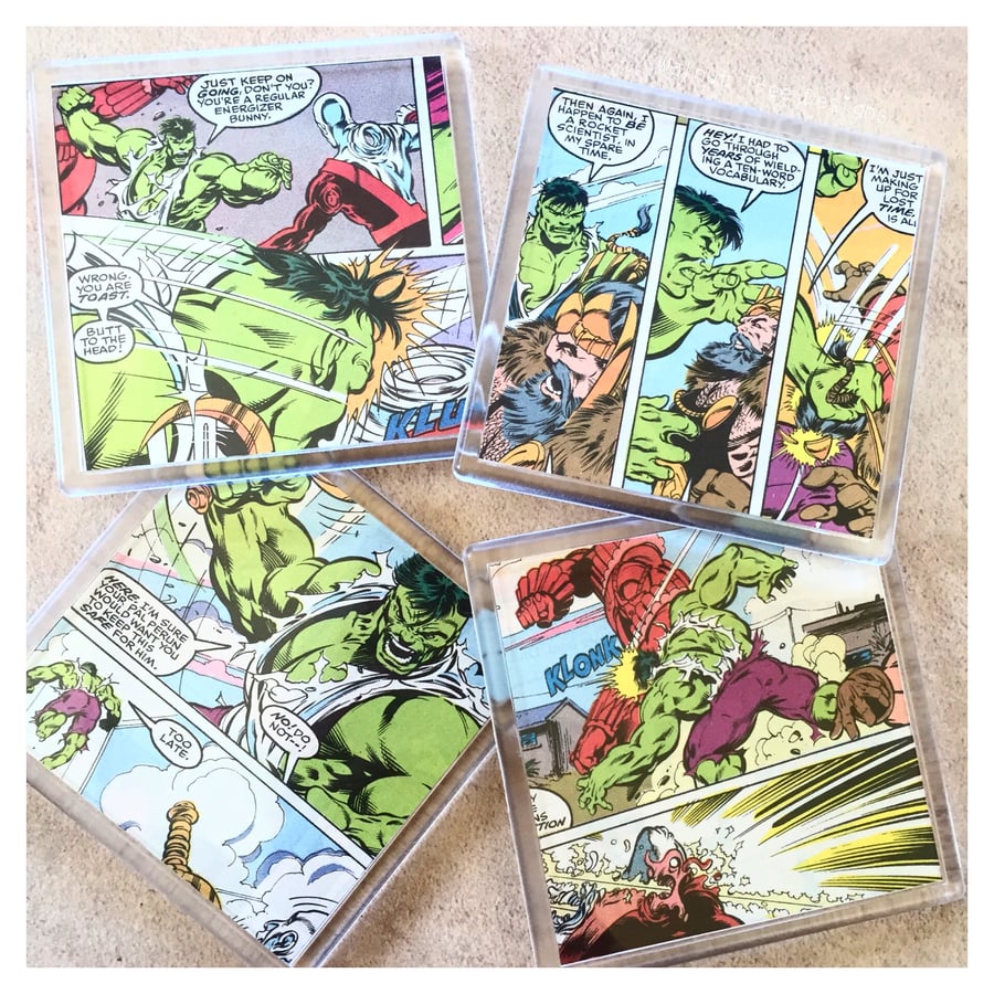 Incredible Hulk Comic Book Coaster Sets