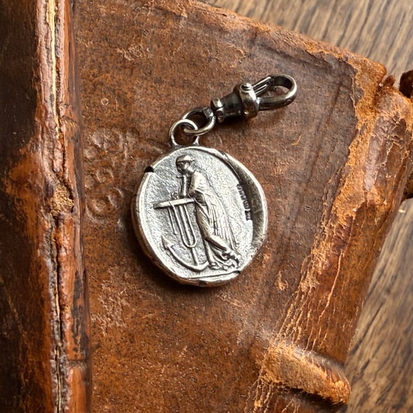 Double sided Memento Mori Wax Seal Skull & Anchor of Hope Clip On Pendant 